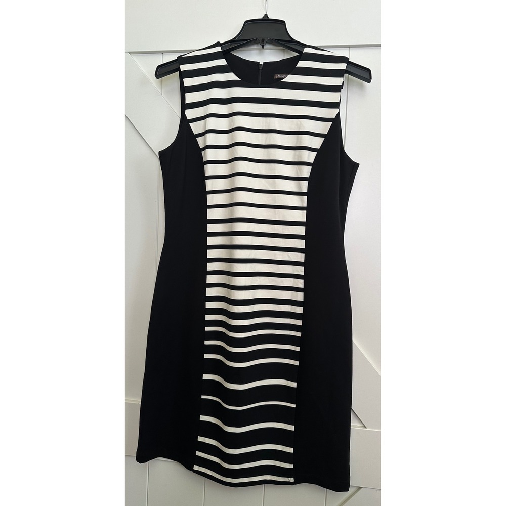 NWT J.McLaughlin‎ Joie Dress XL Black White Striped Fitted Sheath Sleeveless